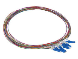 1m (3ft) LC UPC 12 Fibers OS2 Single Mode Unjacketed Color-Coded Fiber Optic Pigtail - LONGLINE