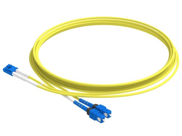 1m (3ft) LC UPC to SC UPC Duplex OM3 Multimode PVC (OFNR) 2.0mm Fiber Optic Patch Cable - 3