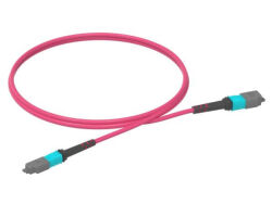 2m (7ft) MTP® PRO-12 (Male) to MTP® PRO-12 (Male) OM4 Multimode Elite Trunk Cable, 12 Fibers, Type B, Plenum (OFNP), Magenta - LONGLINE