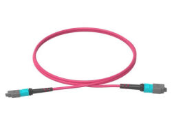 2m (7ft) MTP® PRO-12 (Male) to MTP® PRO-12 (Male) OM4 Multimode Elite Trunk Cable, 12 Fibers, Type B, Plenum (OFNP), Magenta - LONGLINE (1)