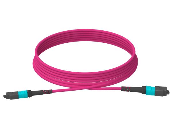 5m (16ft) MTP®-24 (Female) to MTP®-24 (Female) OM3 Multimode Elite Trunk Cable (Color-coded), 24 Fibers, Type A, Plenum (OFNP), Aqua - 1