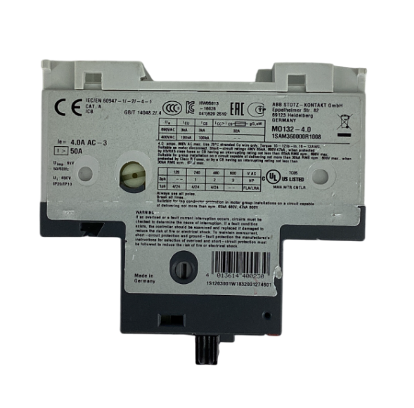 ABB MO132 Motor Starter 4.0A, MO132-4.0 MPCB, I 50 A. - 2