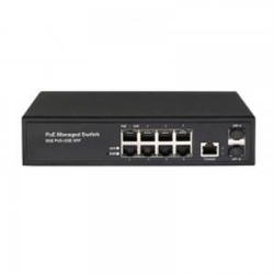 Entegron 48V or 24V POE Output 8-Port Gigabit Managed POE Switch with 2 SFP Slots - ENTEGRON