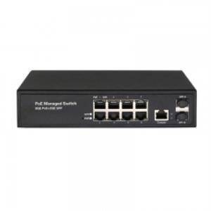 Entegron 48V or 24V POE Output 8-Port Gigabit Managed POE Switch with 2 SFP Slots - 1