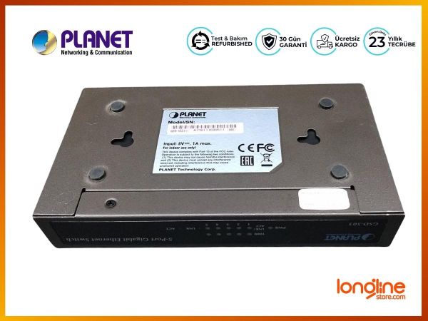 Planet 5-Port Gigabit Ethernet Switch, GSD-503, DC 5V 1A Max - 4