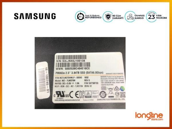 SAMSUNG PM863a 3.84TB SATA 2.5in SSD MZ7LM3T8HMLP MZ-7LM3T8N - 2